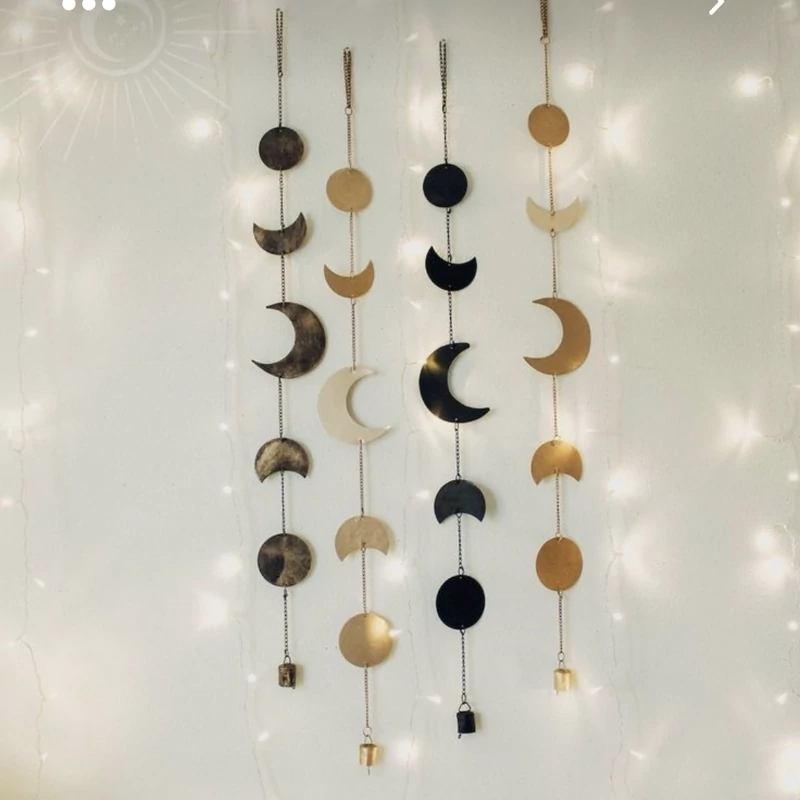 ریسه ماه دست‌ساز طلایی و مشکی برای دکوراسیون اتاق خواب