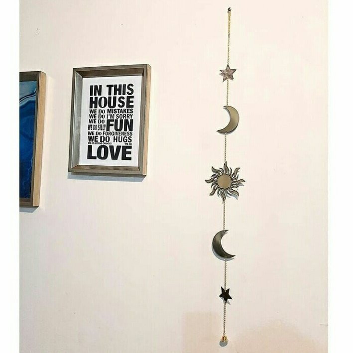 آویز دیواری ستاره، ماه و خورشید در رنگهای متنوع، مناسب دکور بوهو